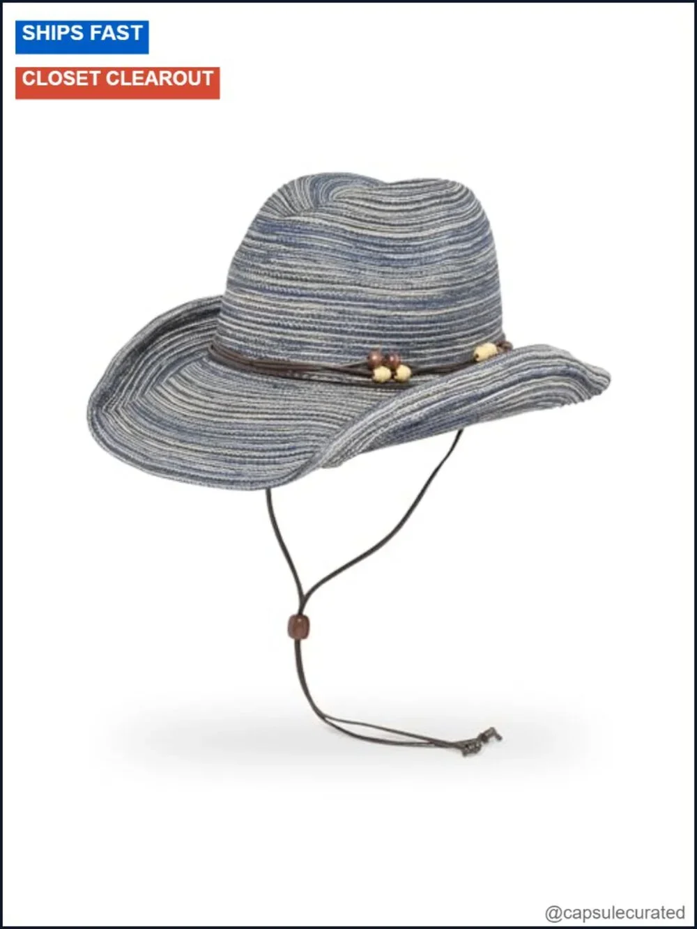 UPF 50+ Western Sun Hat, Recycled Polyester Braid, Shapeable Brim, Adjustable